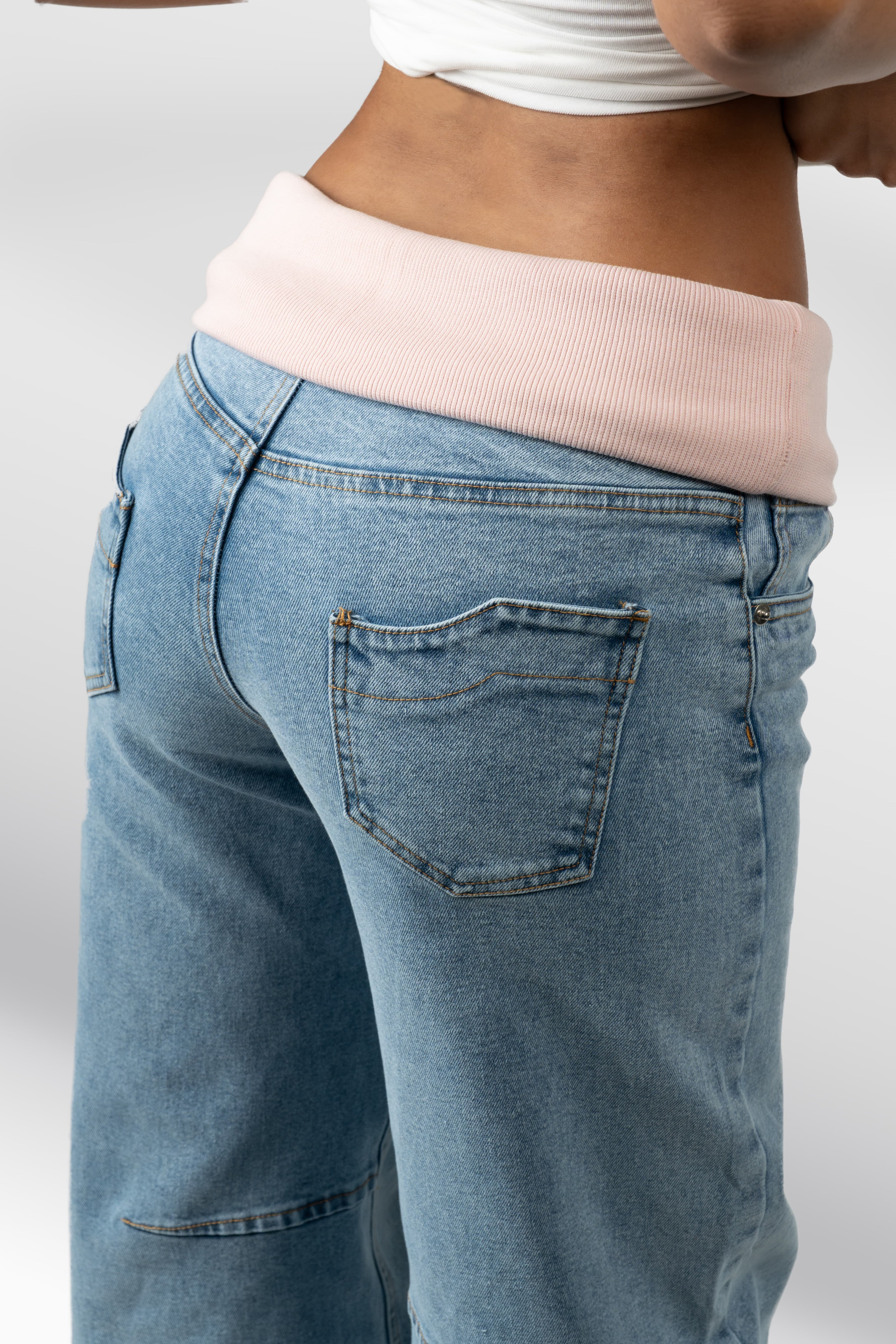 IT GIRL JEANS - SKY MOON WASH (PINK RIB)
