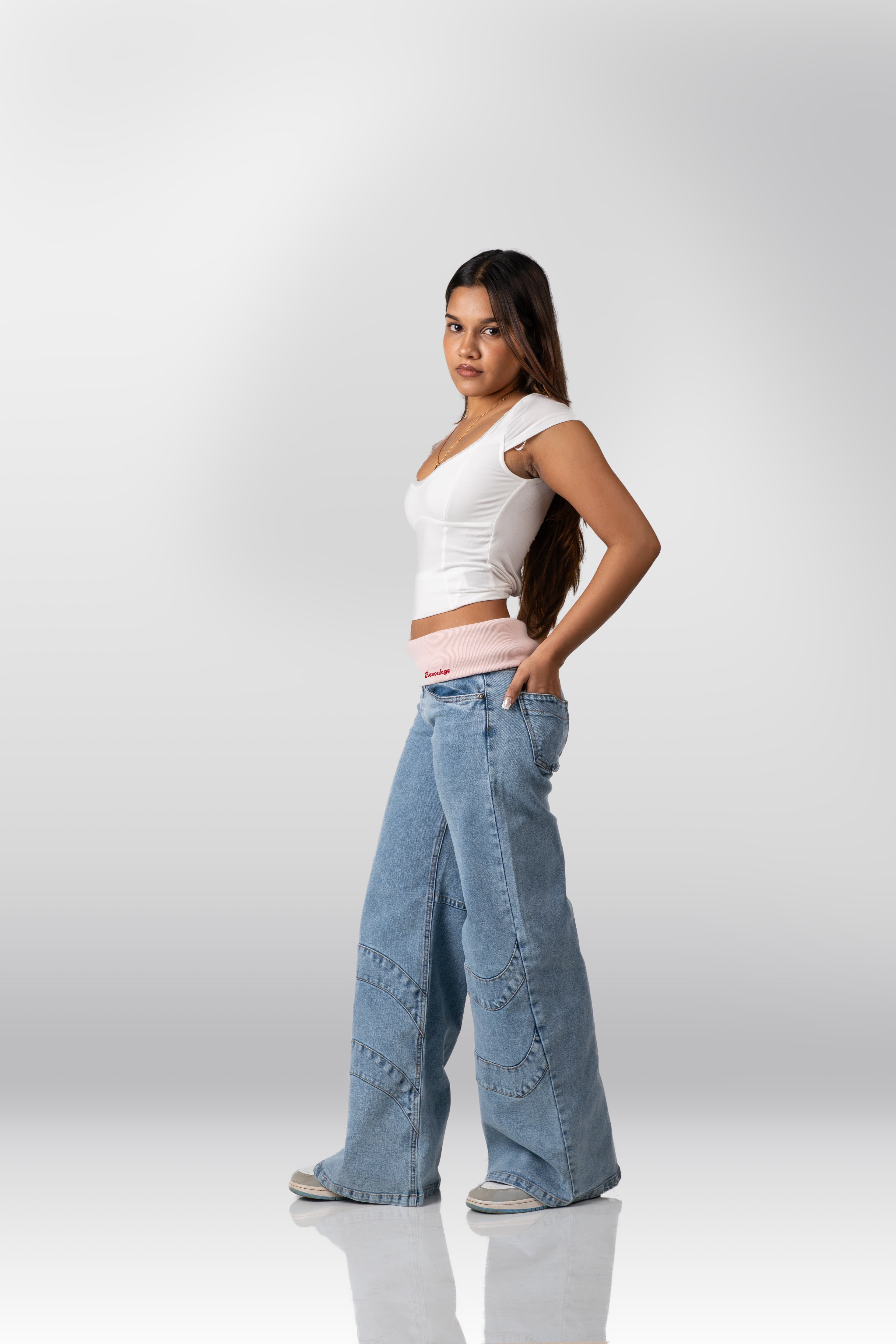 IT GIRL JEANS - SKY MOON WASH (PINK RIB)