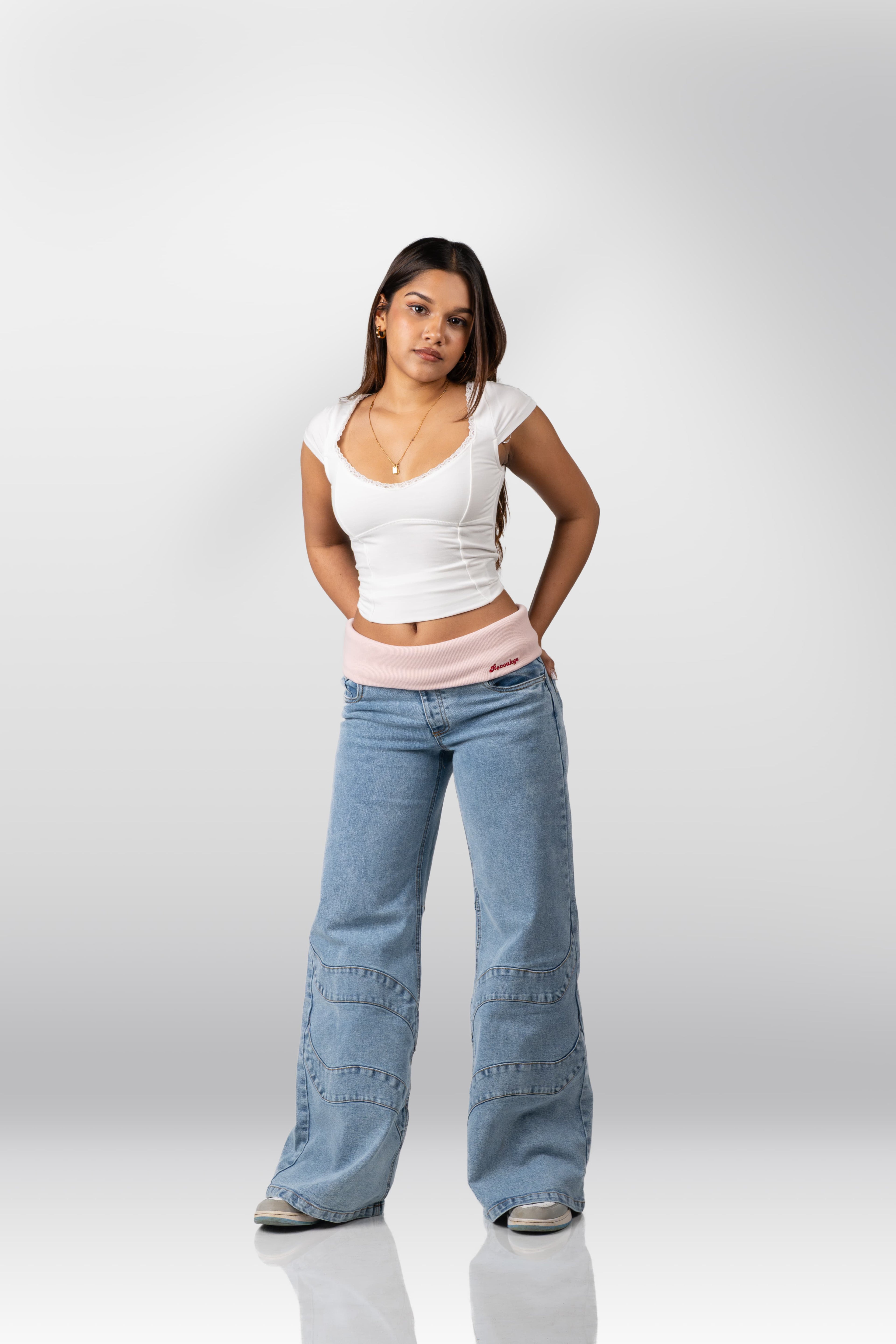 IT GIRL JEANS - SKY MOON WASH (PINK RIB)