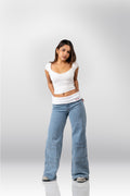 IT GIRL JEANS - SKY MOON WASH (WHITE RIB)