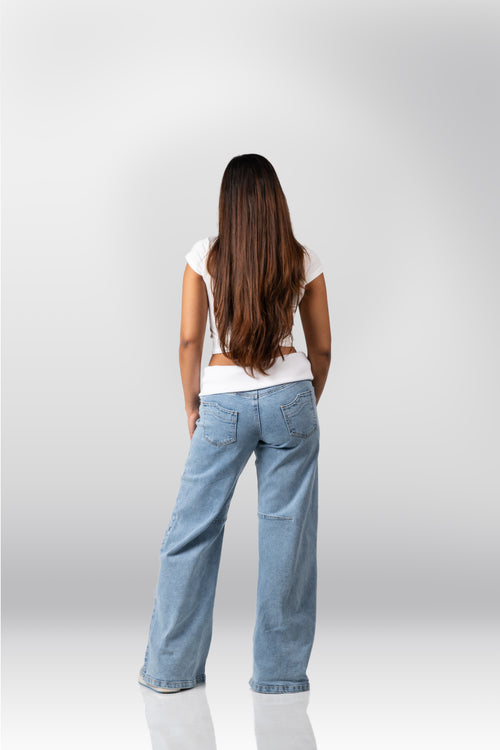 IT GIRL JEANS - SKY MOON WASH (WHITE RIB)