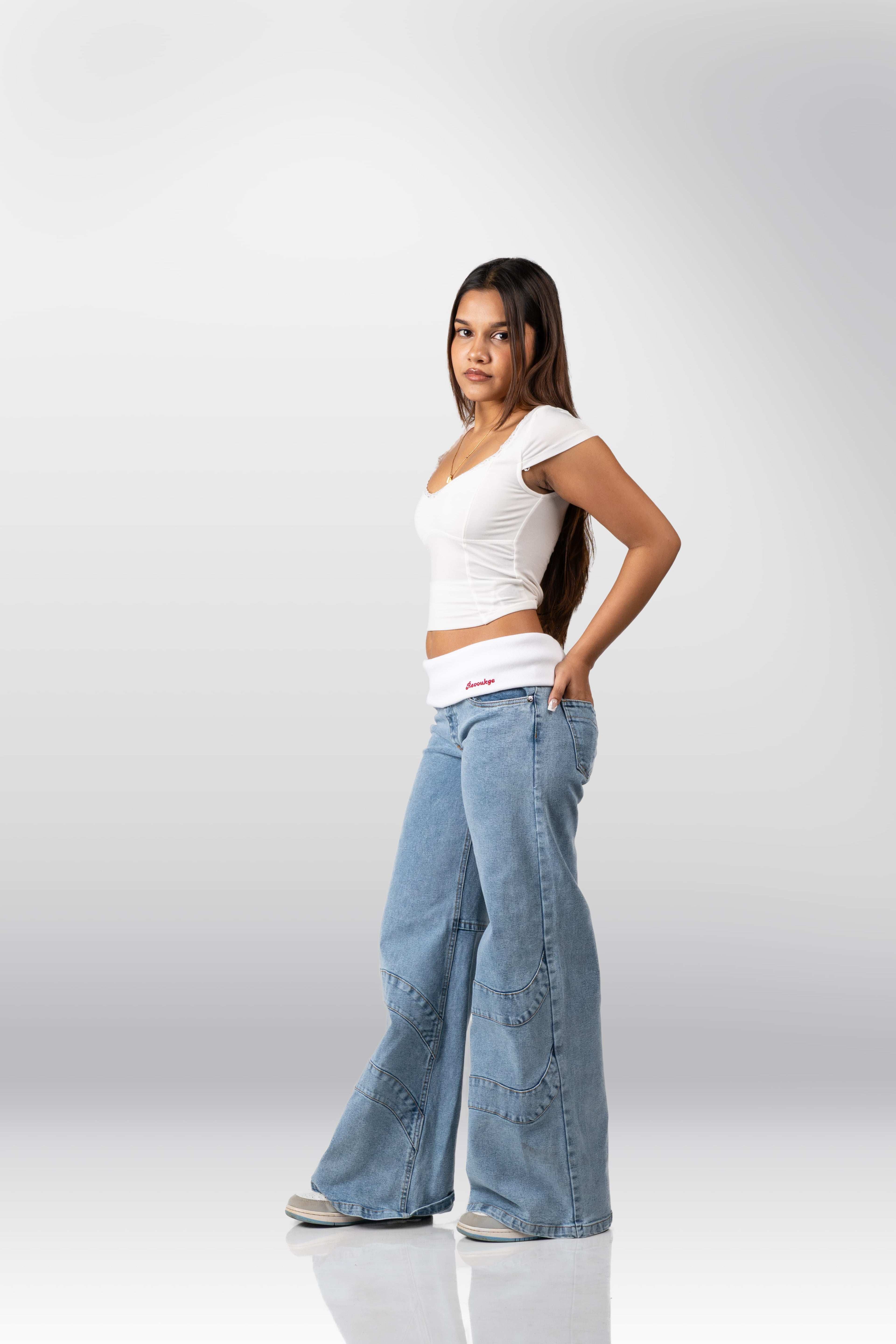 IT GIRL JEANS - SKY MOON WASH (WHITE RIB)
